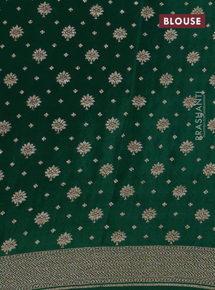 Banarasi crepe saree green with allover thread & zari weaves and woven border