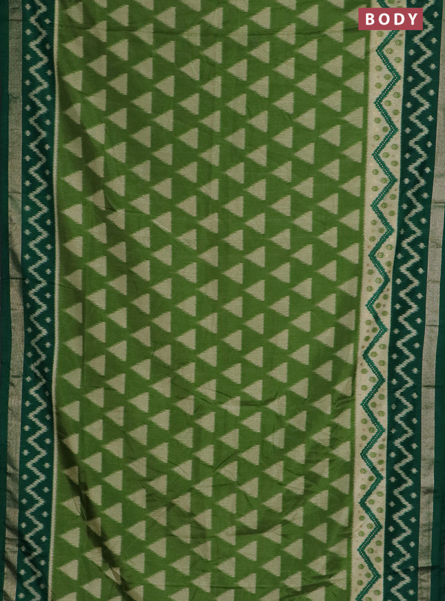 Semi patola saree light green and green with geometric butta weaves and zari woven border