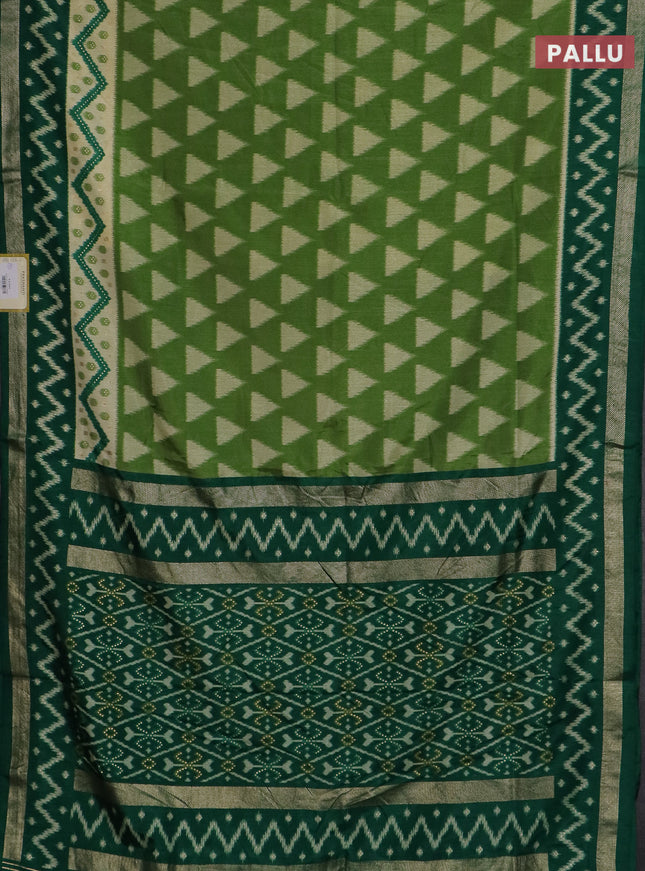 Semi patola saree light green and green with geometric butta weaves and zari woven border