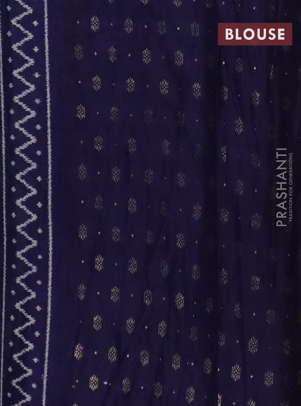 Semi patola saree grey and blue with geometric butta weaves and zari woven border