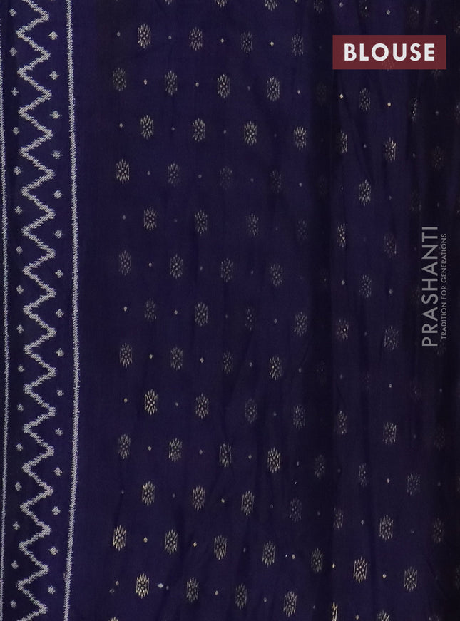 Semi patola saree grey and blue with geometric butta weaves and zari woven border
