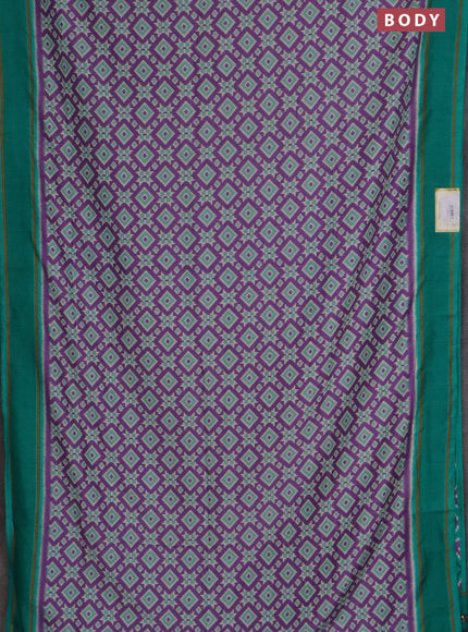 Semi patola saree lavender and teal green with allover ikat weaves and simple border