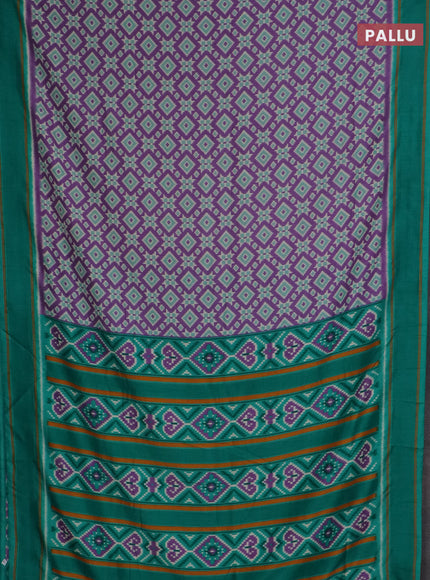 Semi patola saree lavender and teal green with allover ikat weaves and simple border