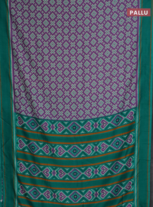 Semi patola saree lavender and teal green with allover ikat weaves and simple border