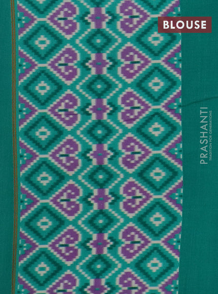 Semi patola saree lavender and teal green with allover ikat weaves and simple border