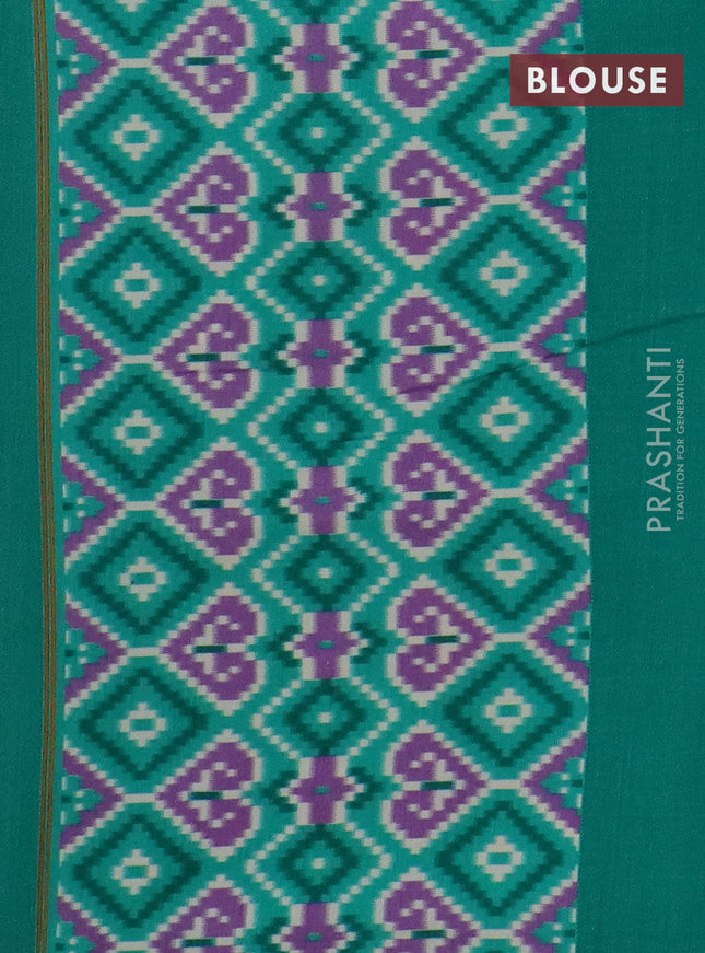 Semi patola saree lavender and teal green with allover ikat weaves and simple border