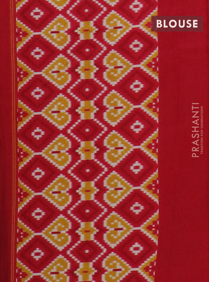 Semi patola saree yellow and red with allover ikat weaves and simple border