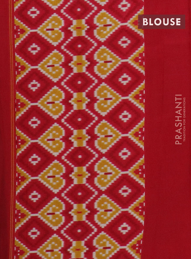 Semi patola saree yellow and red with allover ikat weaves and simple border