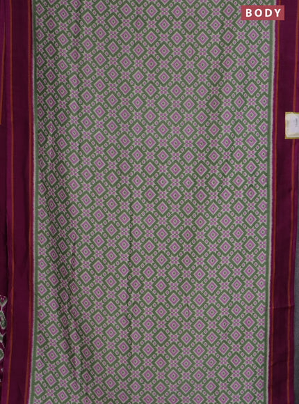 Semi patola saree pastel green and purple with allover ikat weaves and simple border