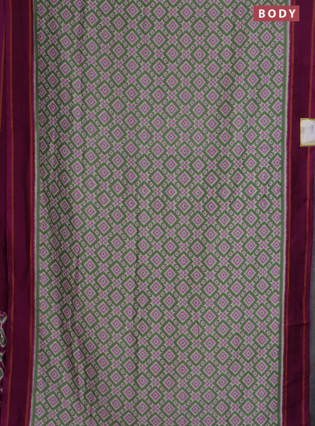 Semi patola saree pastel green and purple with allover ikat weaves and simple border