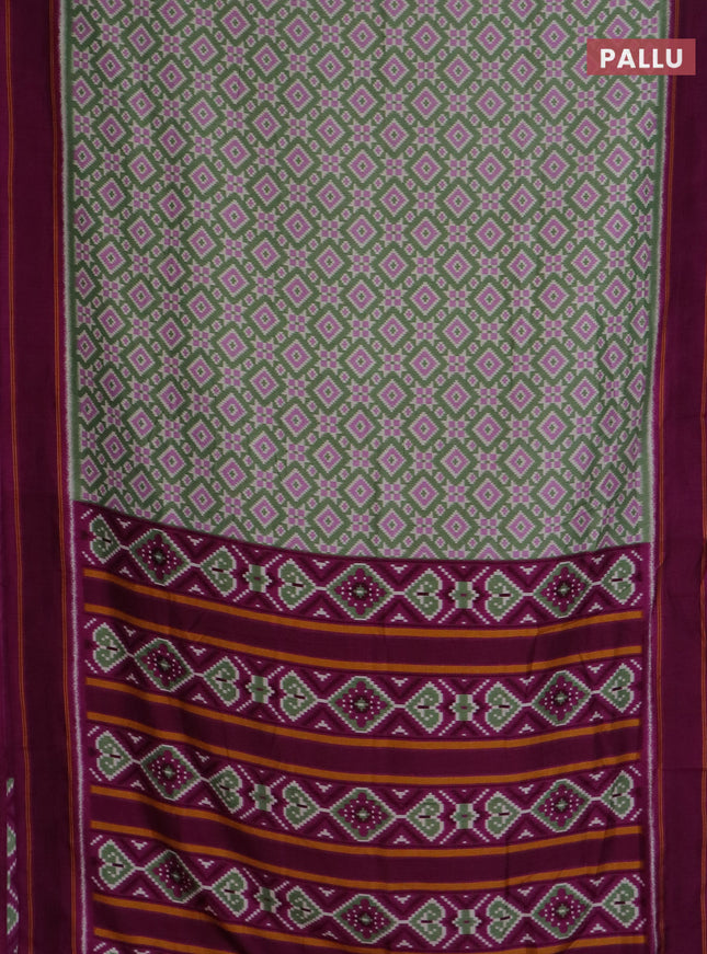 Semi patola saree pastel green and purple with allover ikat weaves and simple border