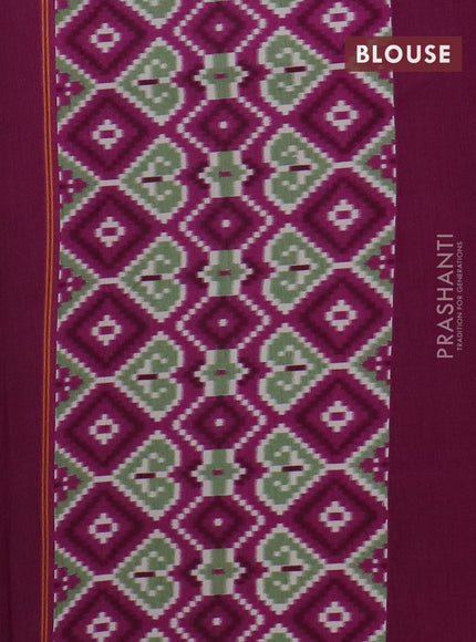 Semi patola saree pastel green and purple with allover ikat weaves and simple border