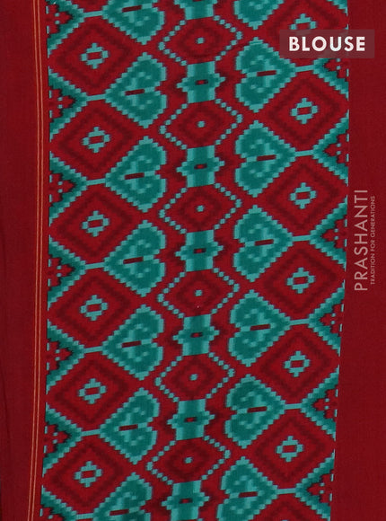 Semi patola saree teal green and red with allover ikat weaves and simple border