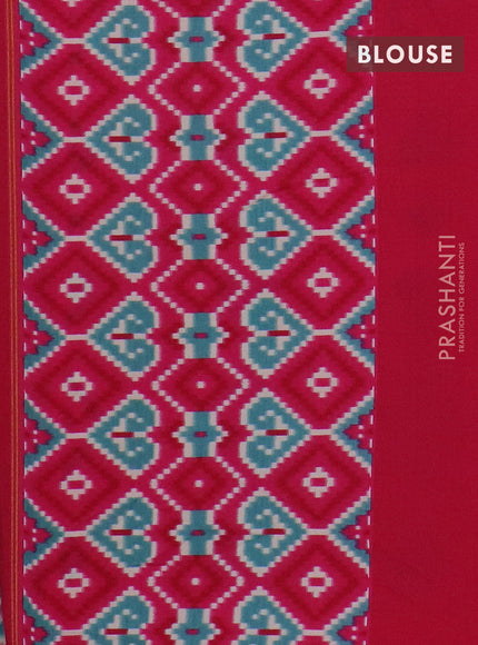 Semi patola saree teal blue and pink with allover ikat weaves and simple border