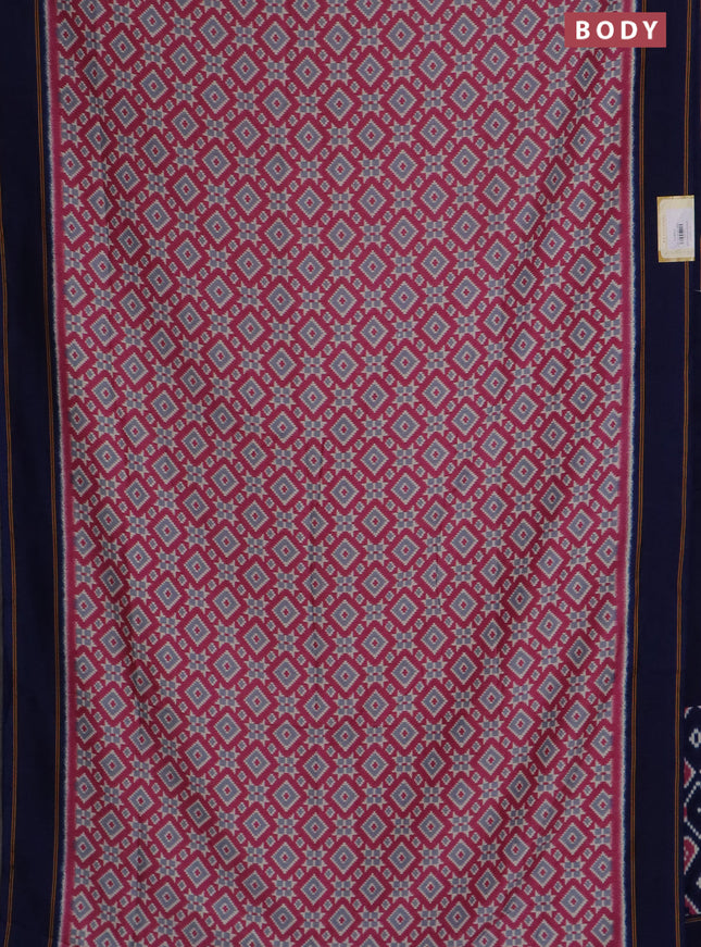 Semi patola saree mauve pink and navy blue with allover ikat weaves and simple border