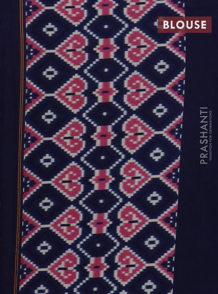 Semi patola saree mauve pink and navy blue with allover ikat weaves and simple border