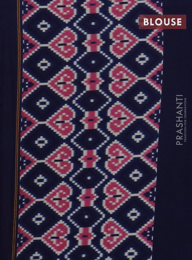 Semi patola saree mauve pink and navy blue with allover ikat weaves and simple border
