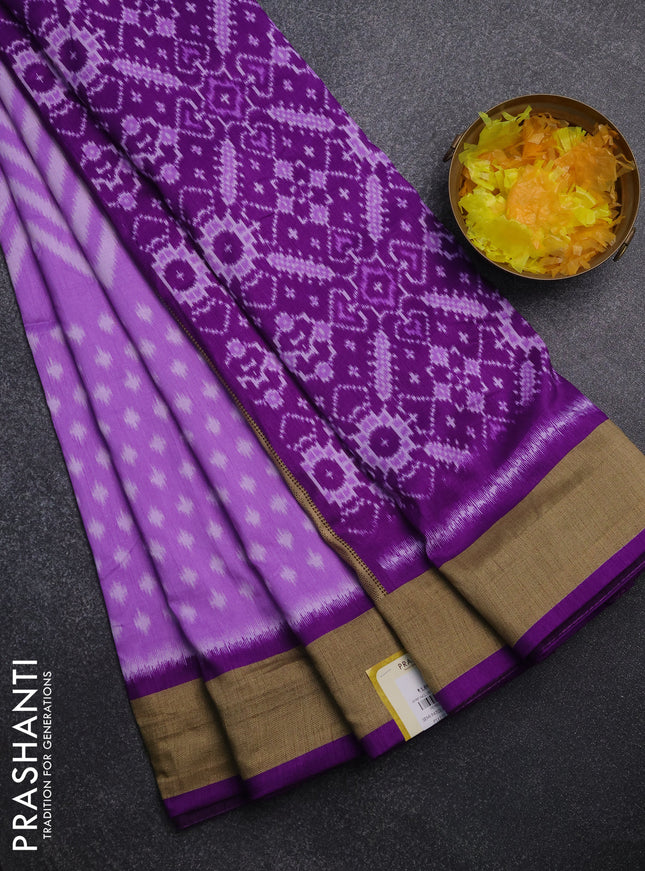Semi patola saree lavender and violet with allover ikat weaves and woven border