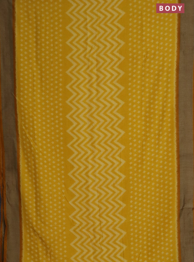 Semi patola saree yellow with allover ikat weaves and woven border