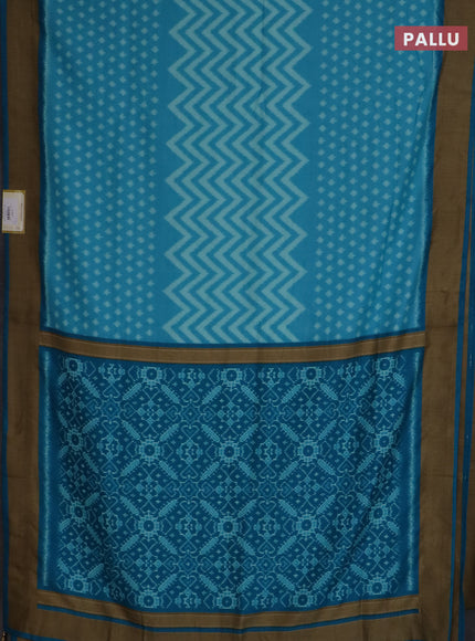 Semi patola saree light blue and cs blue with allover ikat weaves and woven border