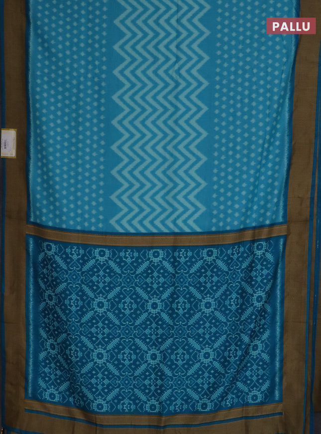 Semi patola saree light blue and cs blue with allover ikat weaves and woven border