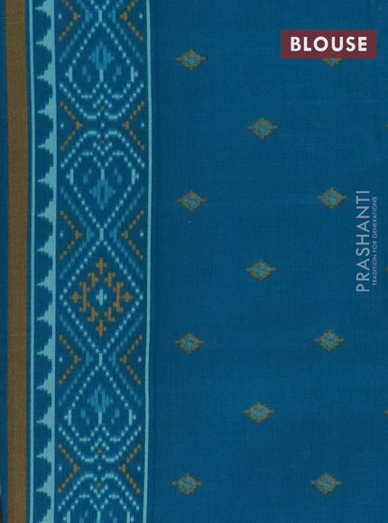 Semi patola saree light blue and cs blue with allover ikat weaves and woven border