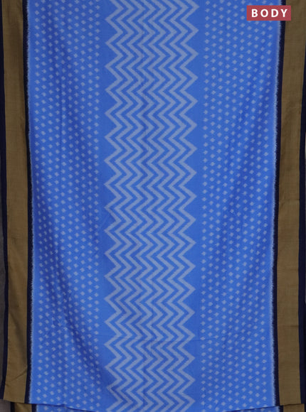Semi patola saree light blue and navy blue with allover ikat weaves and woven border