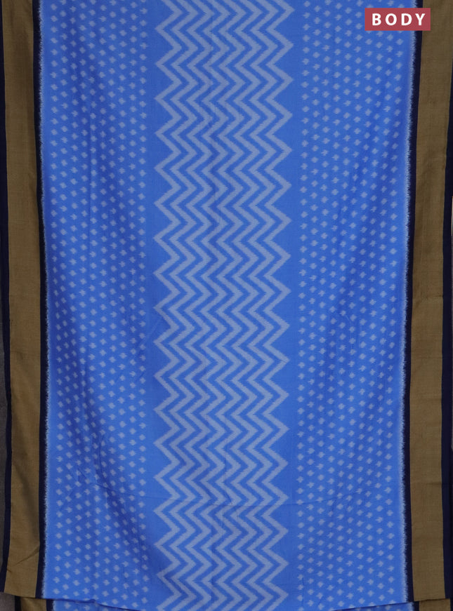 Semi patola saree light blue and navy blue with allover ikat weaves and woven border