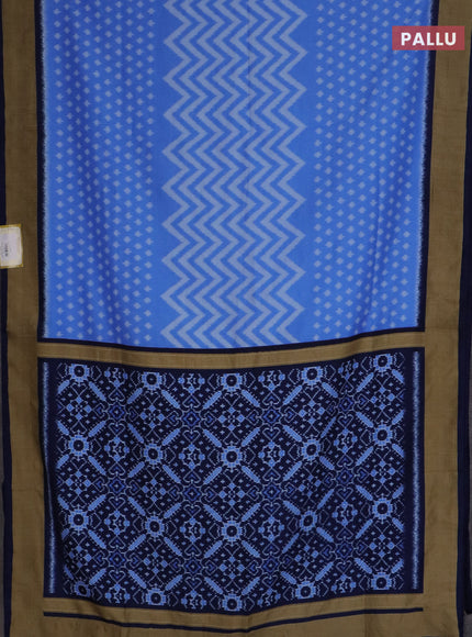 Semi patola saree light blue and navy blue with allover ikat weaves and woven border