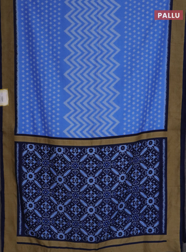 Semi patola saree light blue and navy blue with allover ikat weaves and woven border