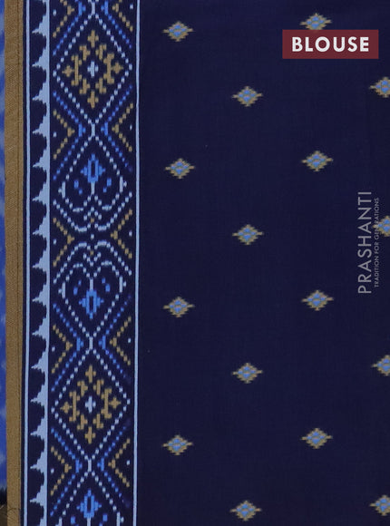 Semi patola saree light blue and navy blue with allover ikat weaves and woven border