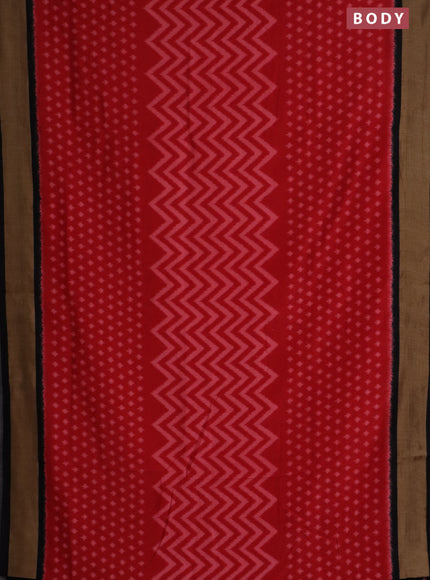 Semi patola saree red and black with allover ikat weaves and woven border