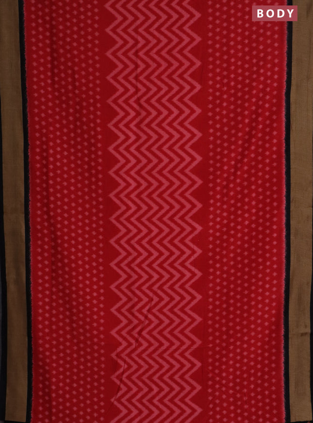 Semi patola saree red and black with allover ikat weaves and woven border