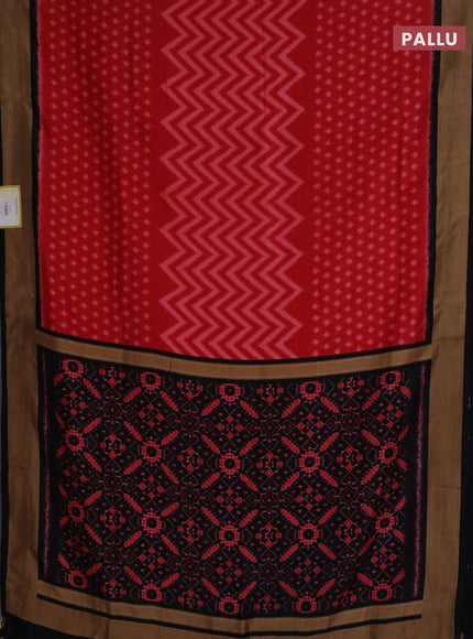 Semi patola saree red and black with allover ikat weaves and woven border