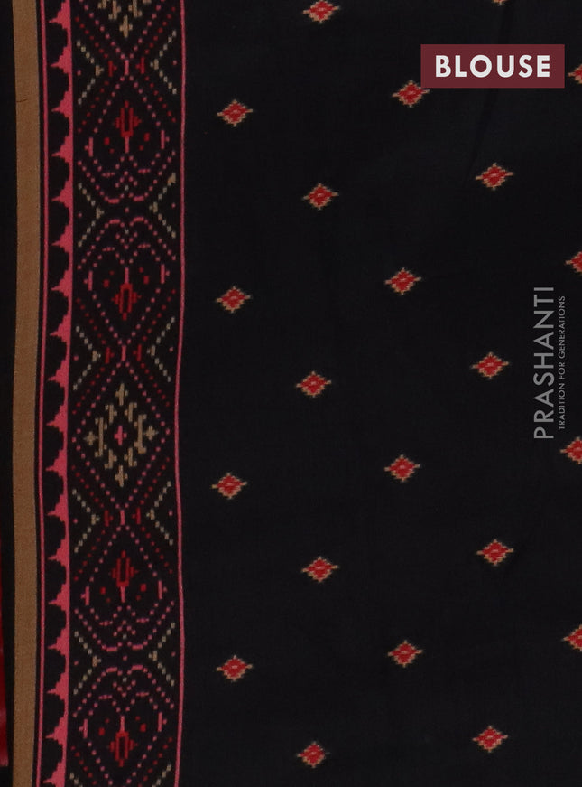 Semi patola saree red and black with allover ikat weaves and woven border