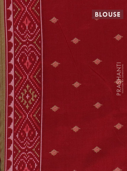 Semi patola saree peach pink and maroon with allover ikat weaves and woven border