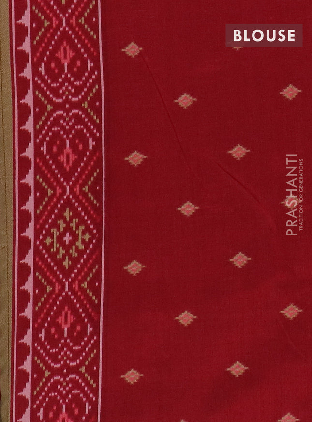 Semi patola saree peach pink and maroon with allover ikat weaves and woven border