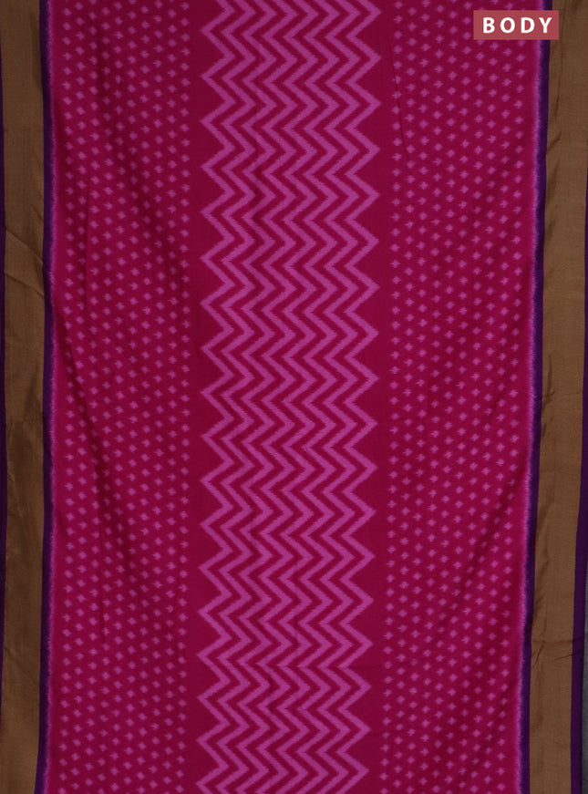Semi patola saree pink and deep purple with allover ikat weaves and woven border