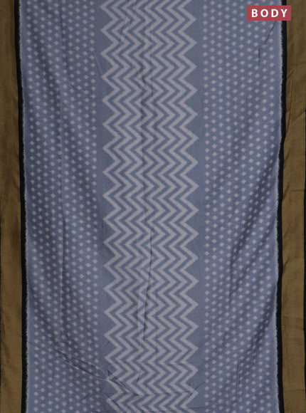 Semi patola saree pastel grey and black with allover ikat weaves and woven border