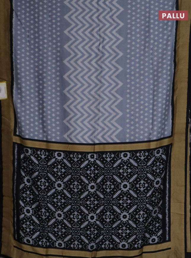 Semi patola saree pastel grey and black with allover ikat weaves and woven border