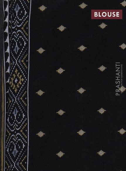 Semi patola saree pastel grey and black with allover ikat weaves and woven border