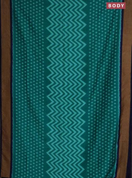 Semi patola saree teal green and navy blue with allover ikat weaves and woven border