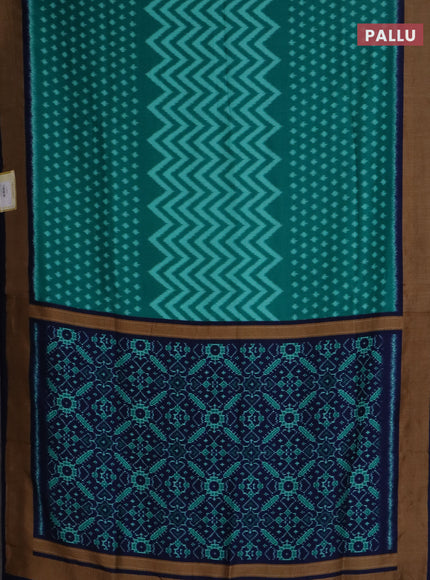 Semi patola saree teal green and navy blue with allover ikat weaves and woven border