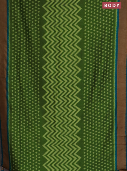 Semi patola saree green and cs blue with allover ikat weaves and woven border