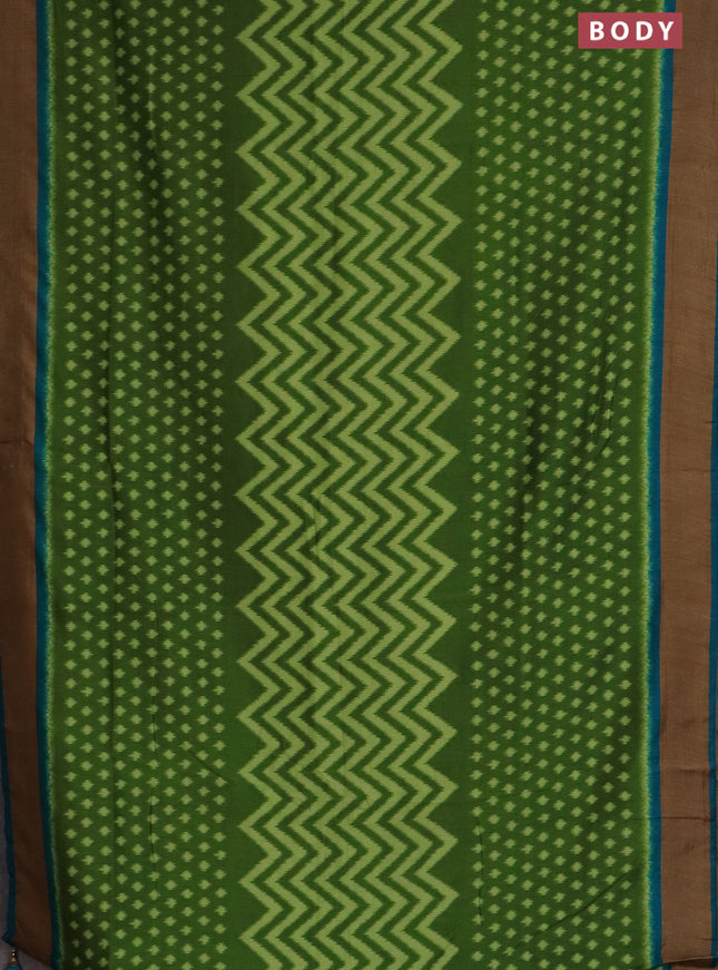 Semi patola saree green and cs blue with allover ikat weaves and woven border
