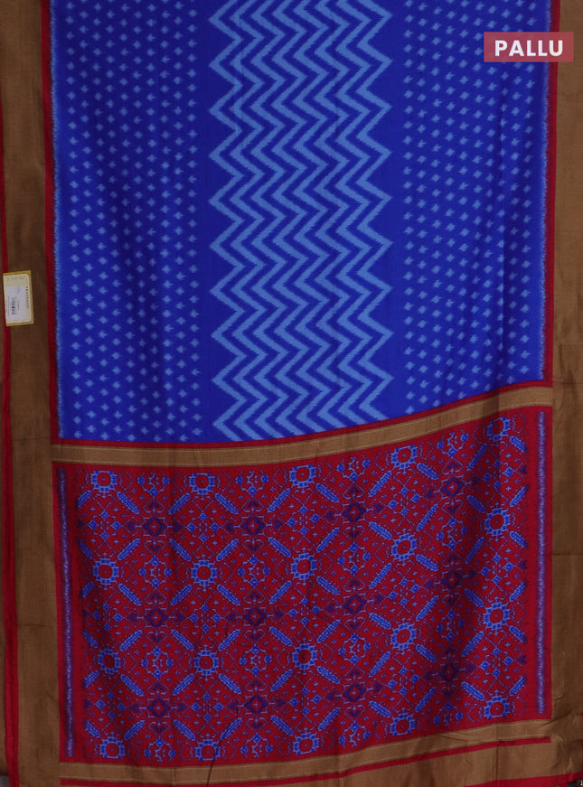 Semi patola saree royal blue and pink with allover ikat weaves and woven border