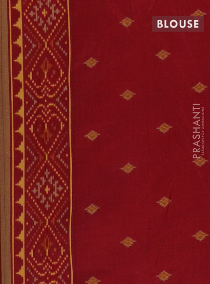 Semi patola saree dark mustard and maroon with allover ikat weaves and woven border