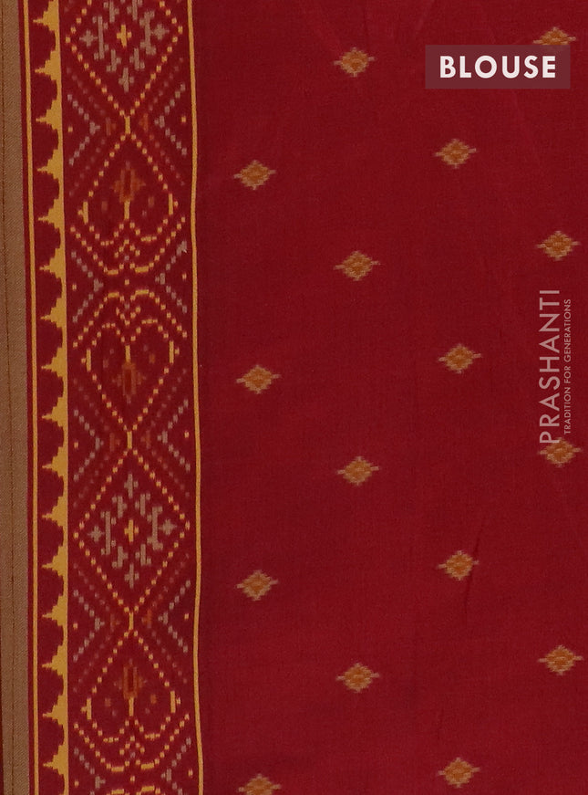 Semi patola saree dark mustard and maroon with allover ikat weaves and woven border
