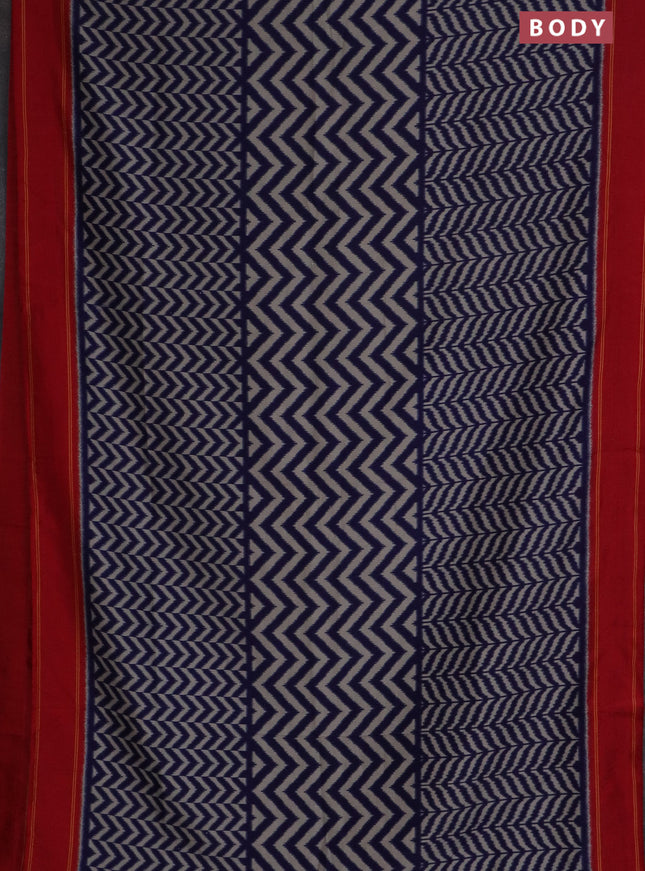 Semi patola saree navy blue and red with allover wevy weaves and simple border