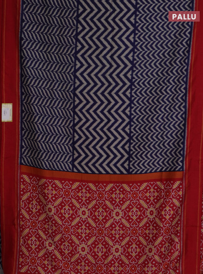 Semi patola saree navy blue and red with allover wevy weaves and simple border